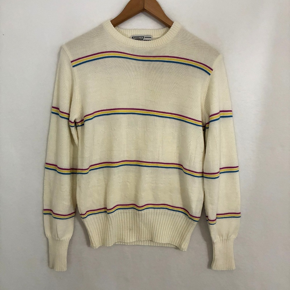 Vtg 80s Tyrolia by Head Wool Blend Sweater Womens Fits Like Size S Striped Ski - Picture 1 of 8